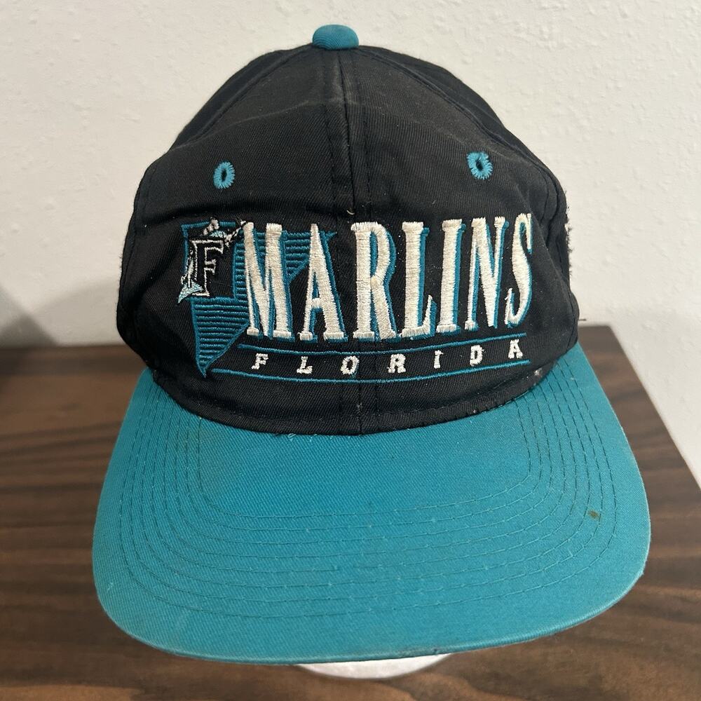 Vintage 90s MLB Florida Marlins Baseball YoungAn Twill Snapback‎ Hat Trucker Cap